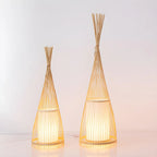 Abat-jour ovale rustique en bambou pour lampadaire de salon