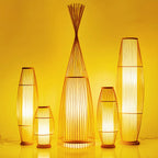 Abat-jour ovale rustique en bambou pour lampadaire de salon