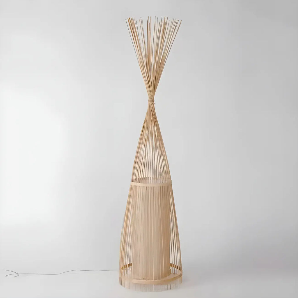 Abat-jour ovale rustique en bambou pour lampadaire de salon