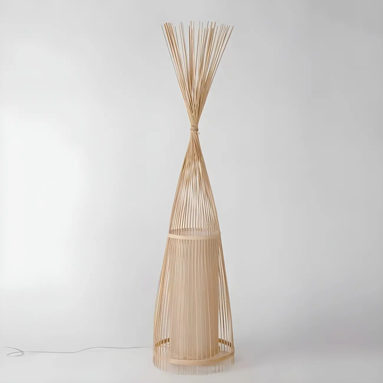 Abat-jour ovale rustique en bambou pour lampadaire de salon