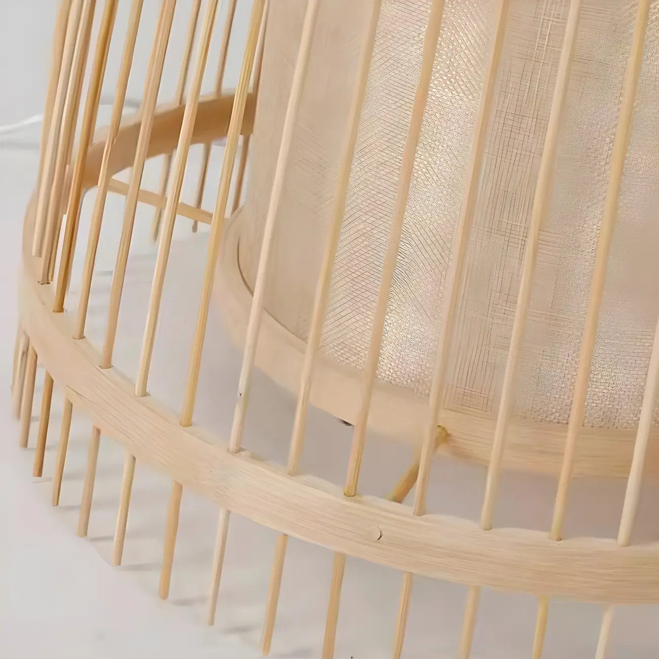 Abat-jour ovale rustique en bambou pour lampadaire de salon