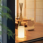 Abat-jour ovale rustique en bambou pour lampadaire de salon