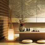 Abat-jour ovale rustique en bambou pour lampadaire de salon