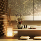 Abat-jour ovale rustique en bambou pour lampadaire de salon