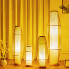 Abat-jour ovale rustique en bambou pour lampadaire de salon