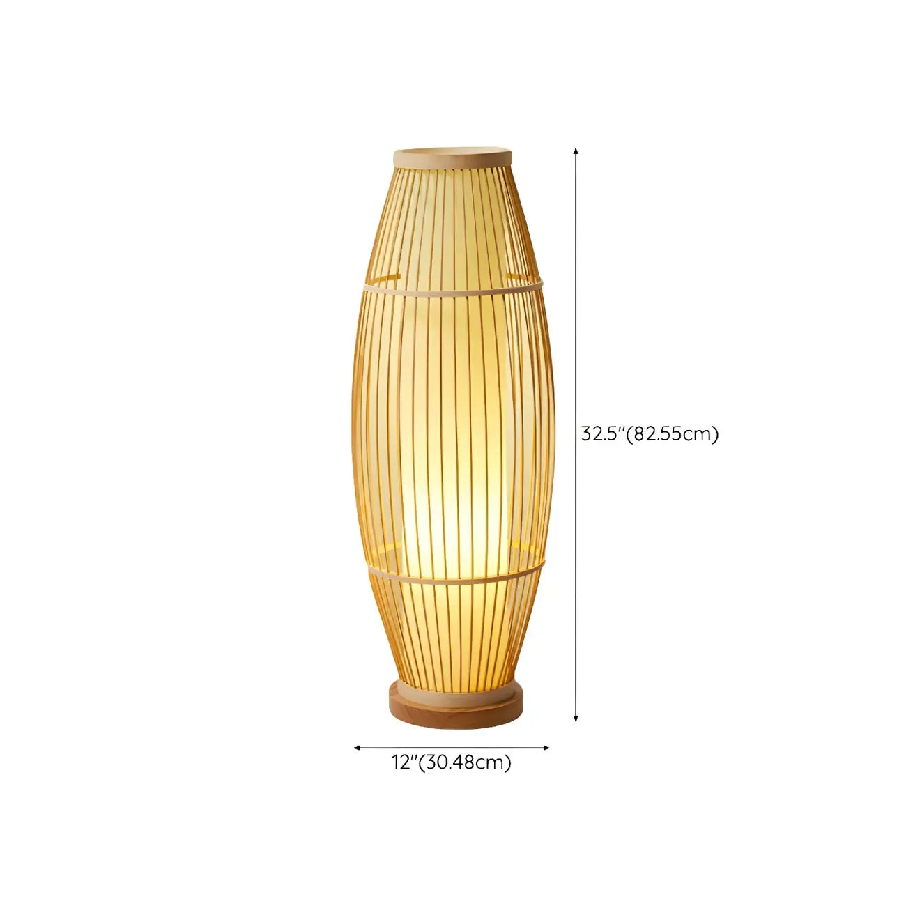 Abat-jour ovale rustique en bambou pour lampadaire de salon