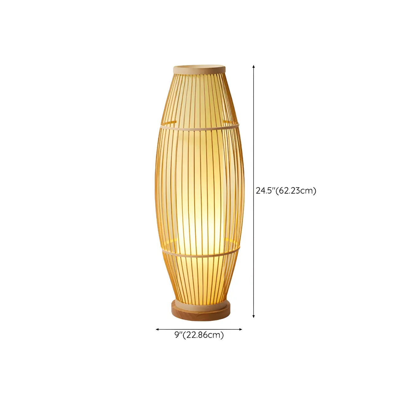 Abat-jour ovale rustique en bambou pour lampadaire de salon