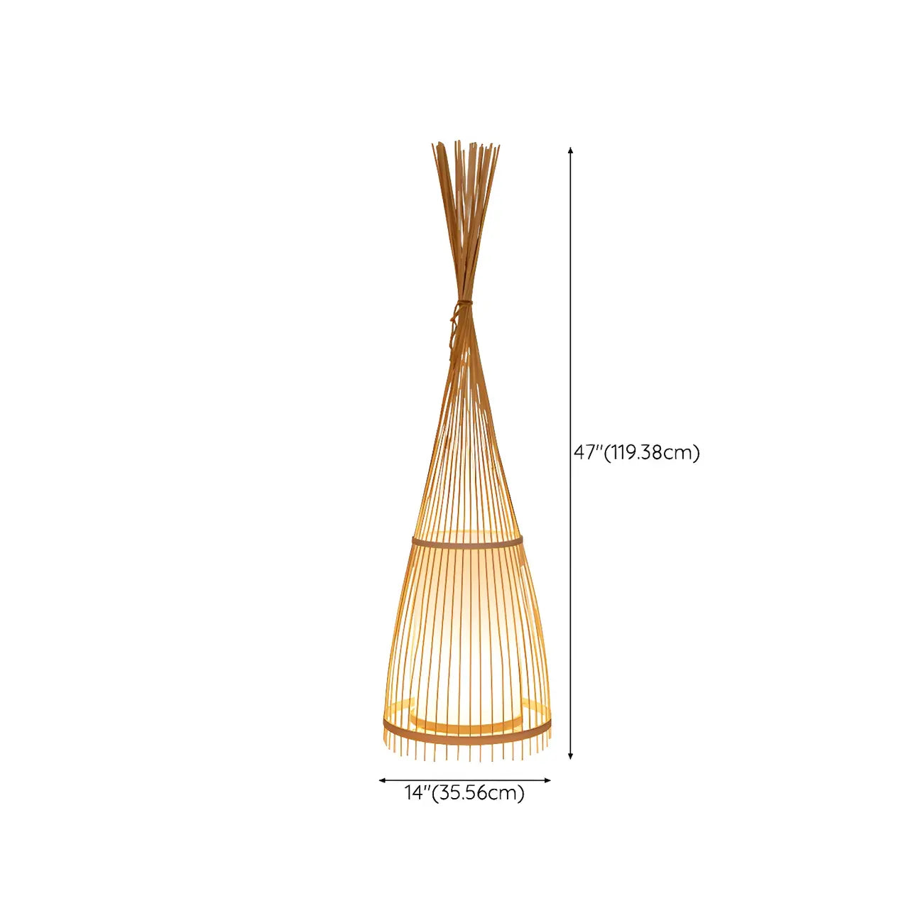 Abat-jour ovale rustique en bambou pour lampadaire de salon