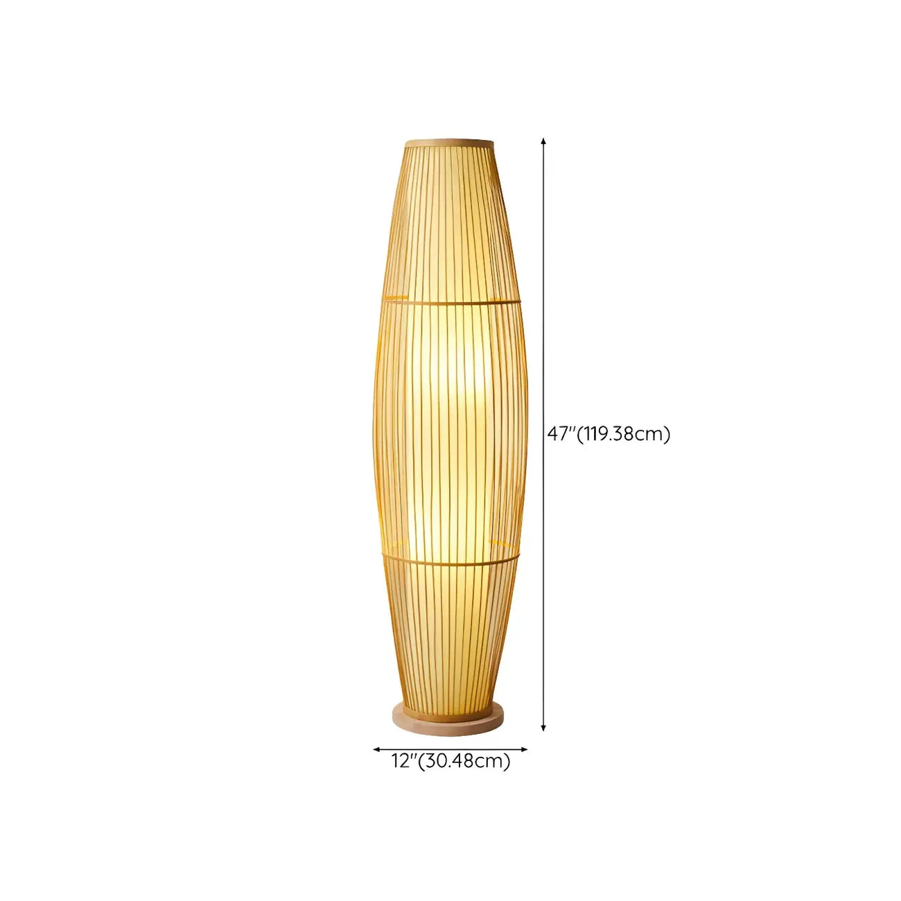 Abat-jour ovale rustique en bambou pour lampadaire de salon