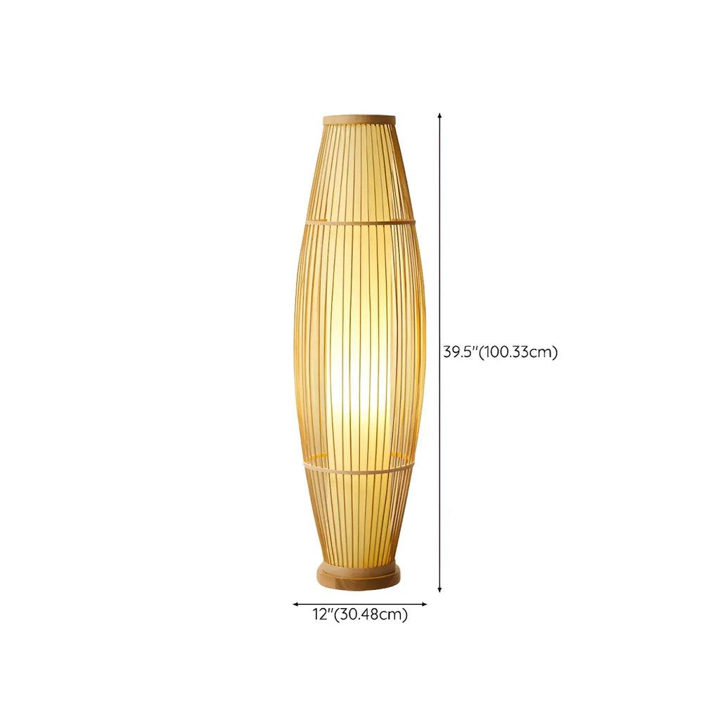 Abat-jour ovale rustique en bambou pour lampadaire de salon