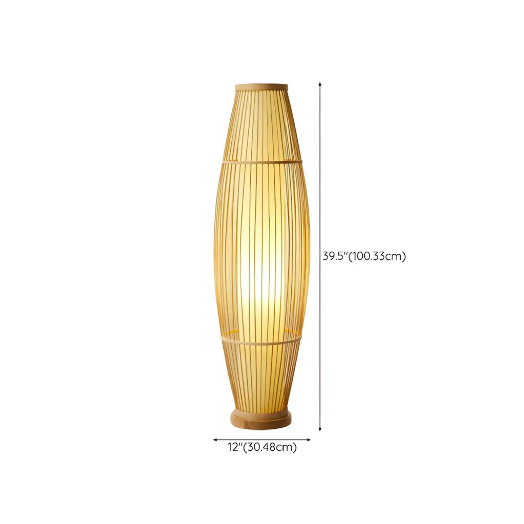 Abat-jour ovale rustique en bambou pour lampadaire de salon