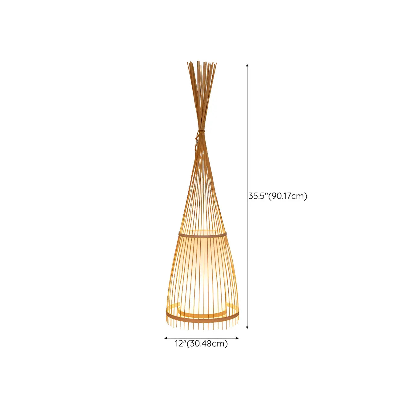 Abat-jour ovale rustique en bambou pour lampadaire de salon
