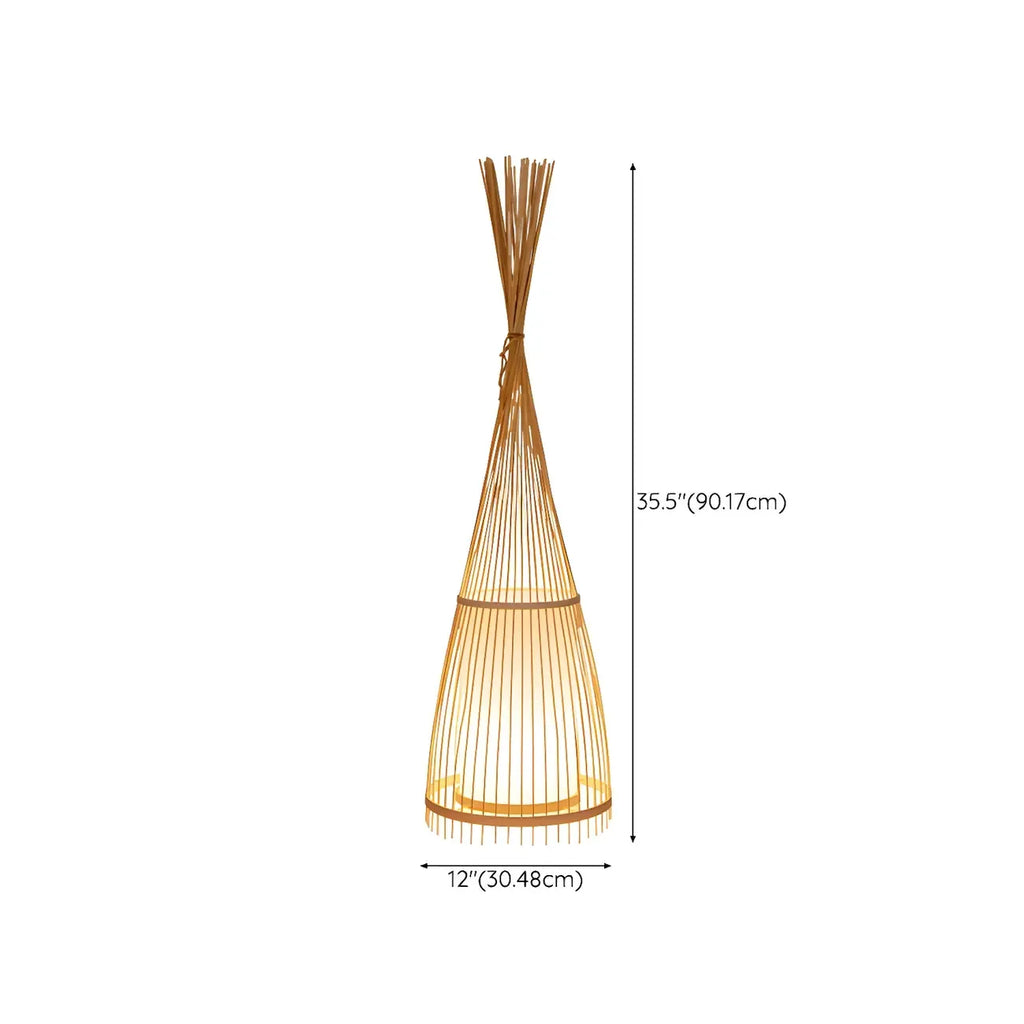 Abat-jour ovale rustique en bambou pour lampadaire de salon