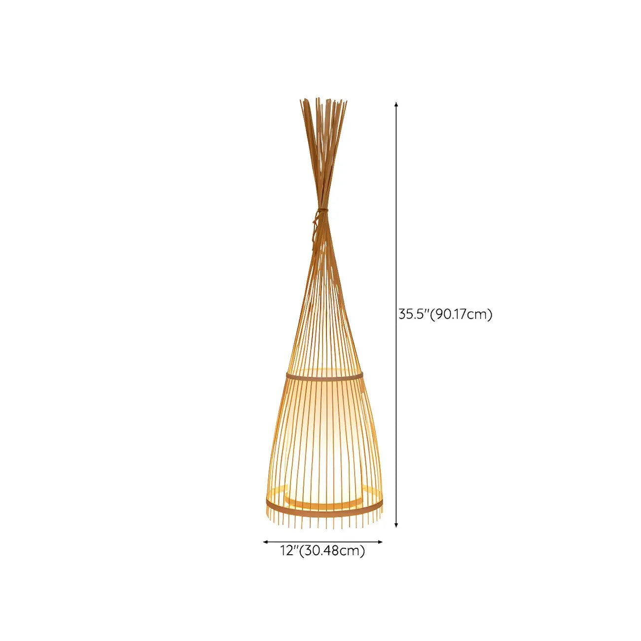 Abat-jour ovale rustique en bambou pour lampadaire de salon
