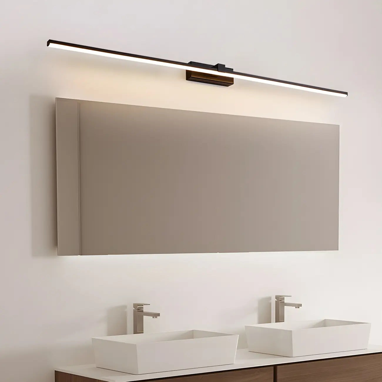 Luminaire de salle de bain linéaire long en gel de silice pour meuble-lavabo