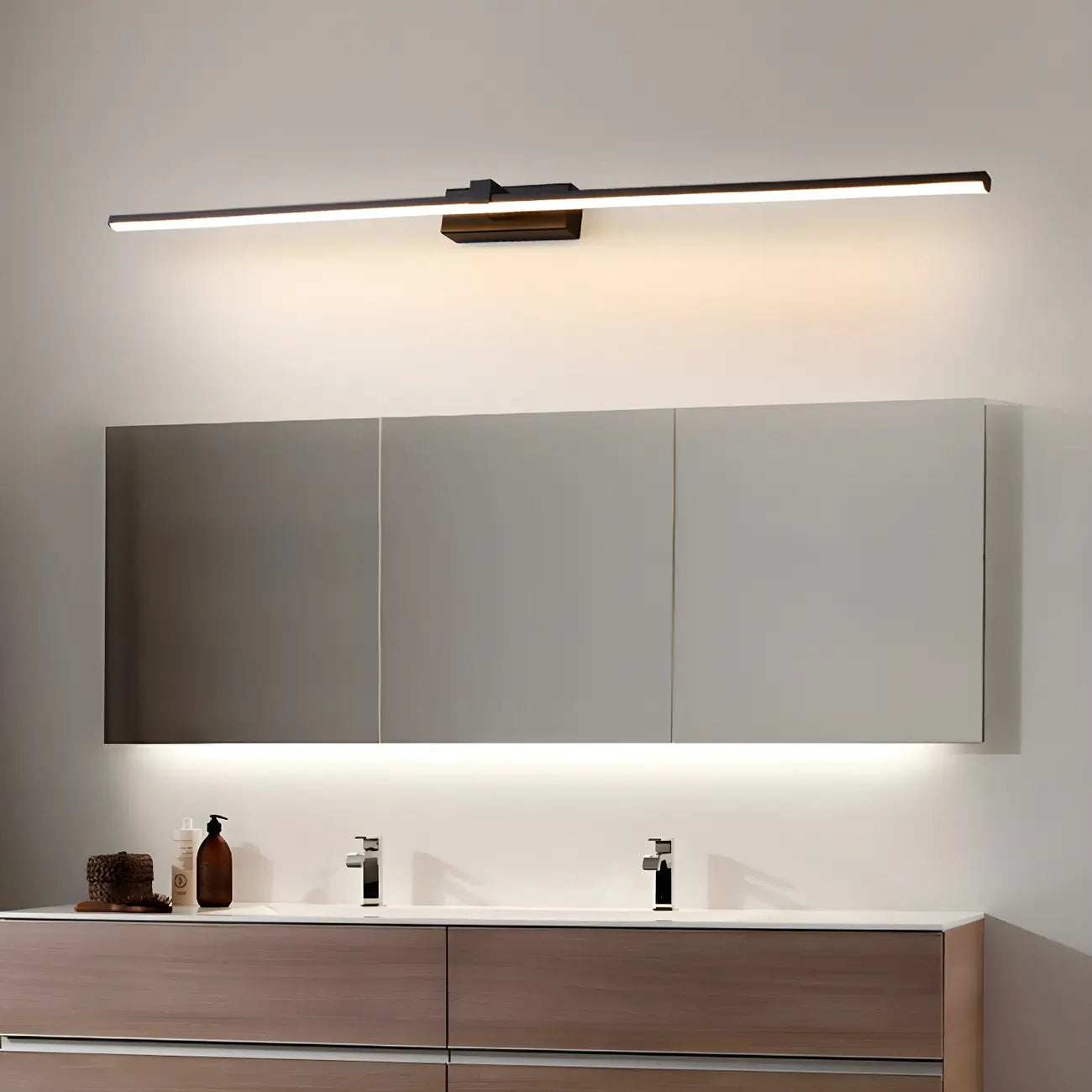 Luminaire de salle de bain linéaire long en gel de silice pour meuble-lavabo