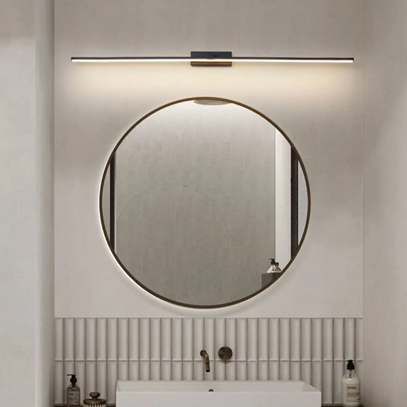 Luminaire de salle de bain linéaire long en gel de silice pour meuble-lavabo