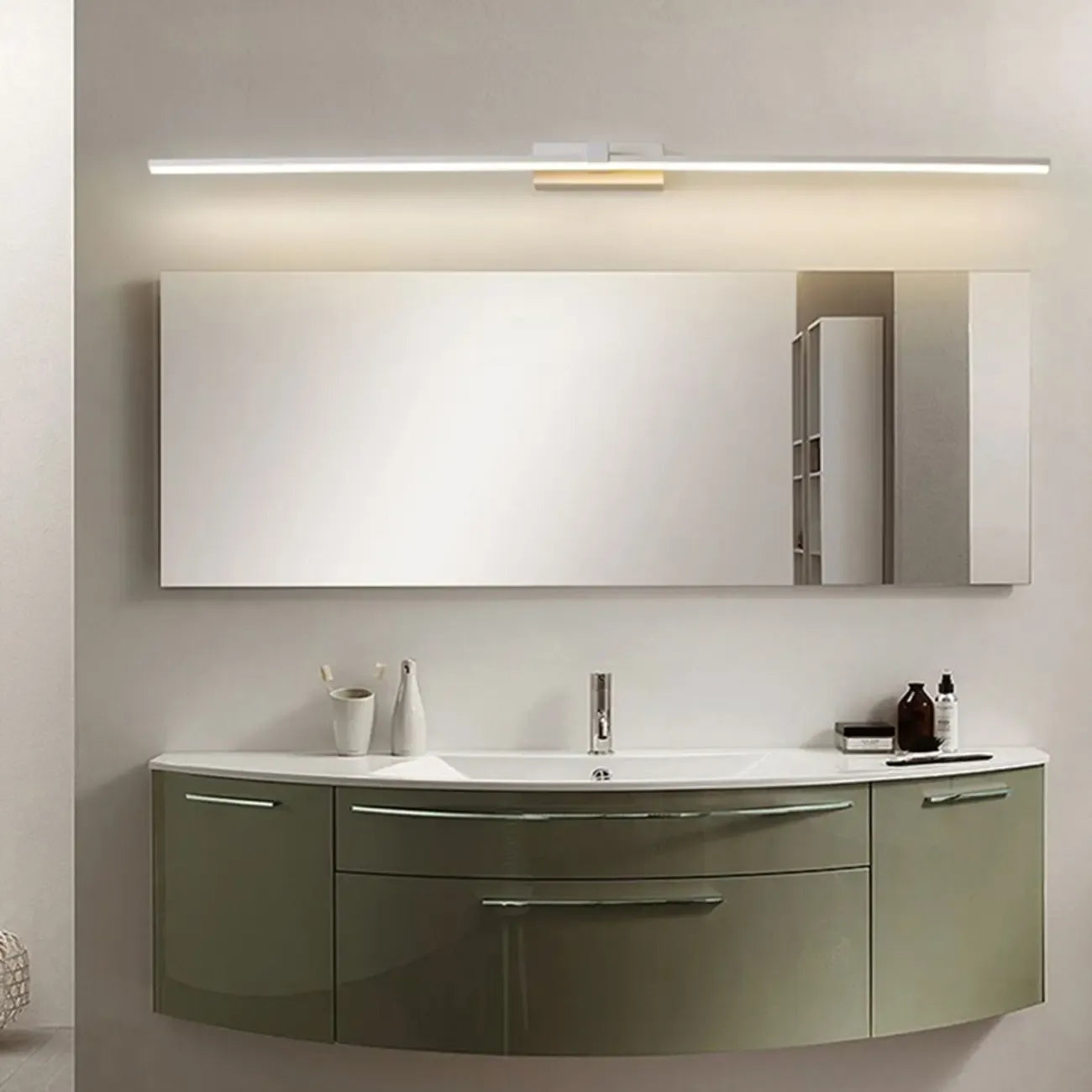 Luminaire de salle de bain linéaire long en gel de silice pour meuble-lavabo