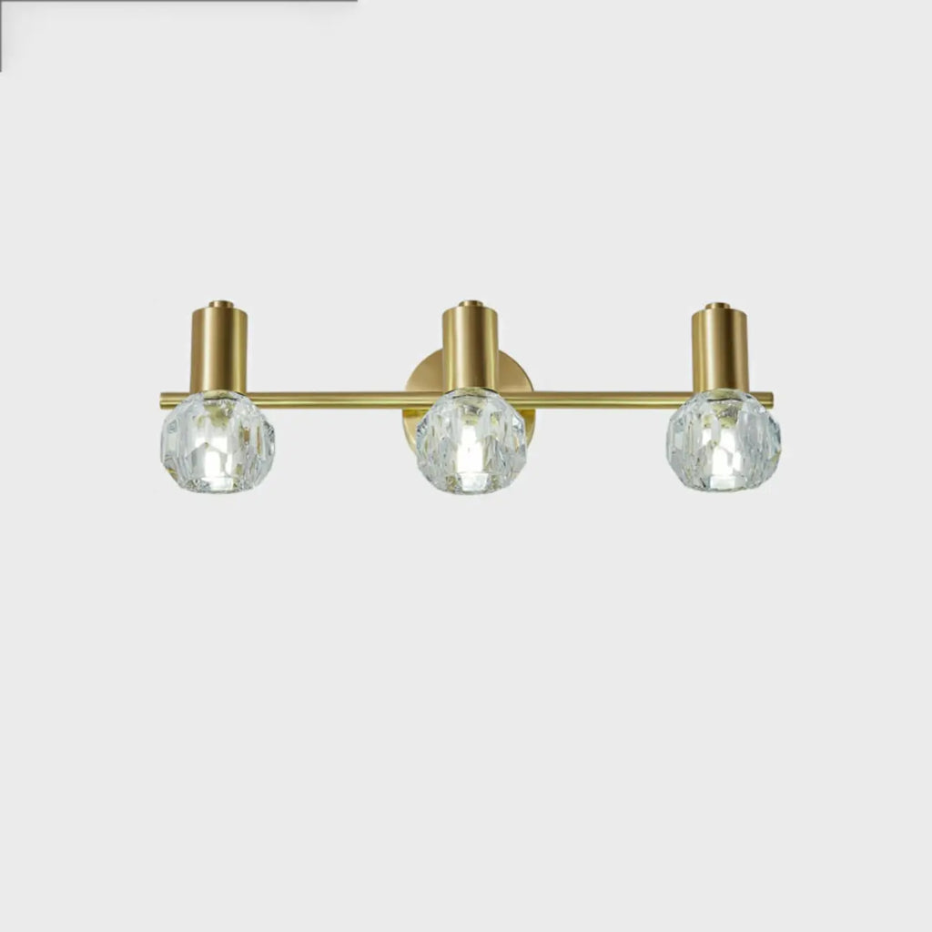 Lampada da bagno a 3 luci in cristallo dorato moderno