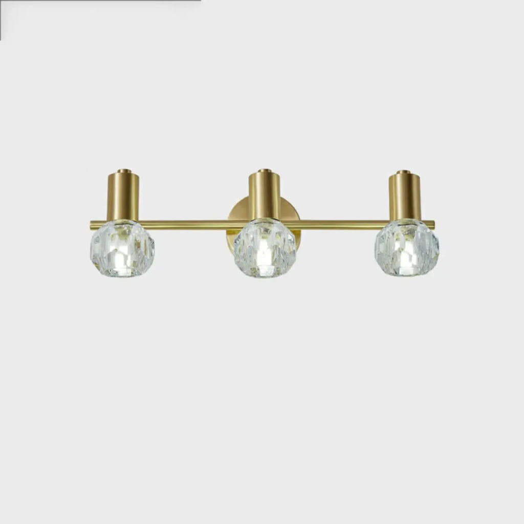 Lampada da bagno a 3 luci in cristallo dorato moderno