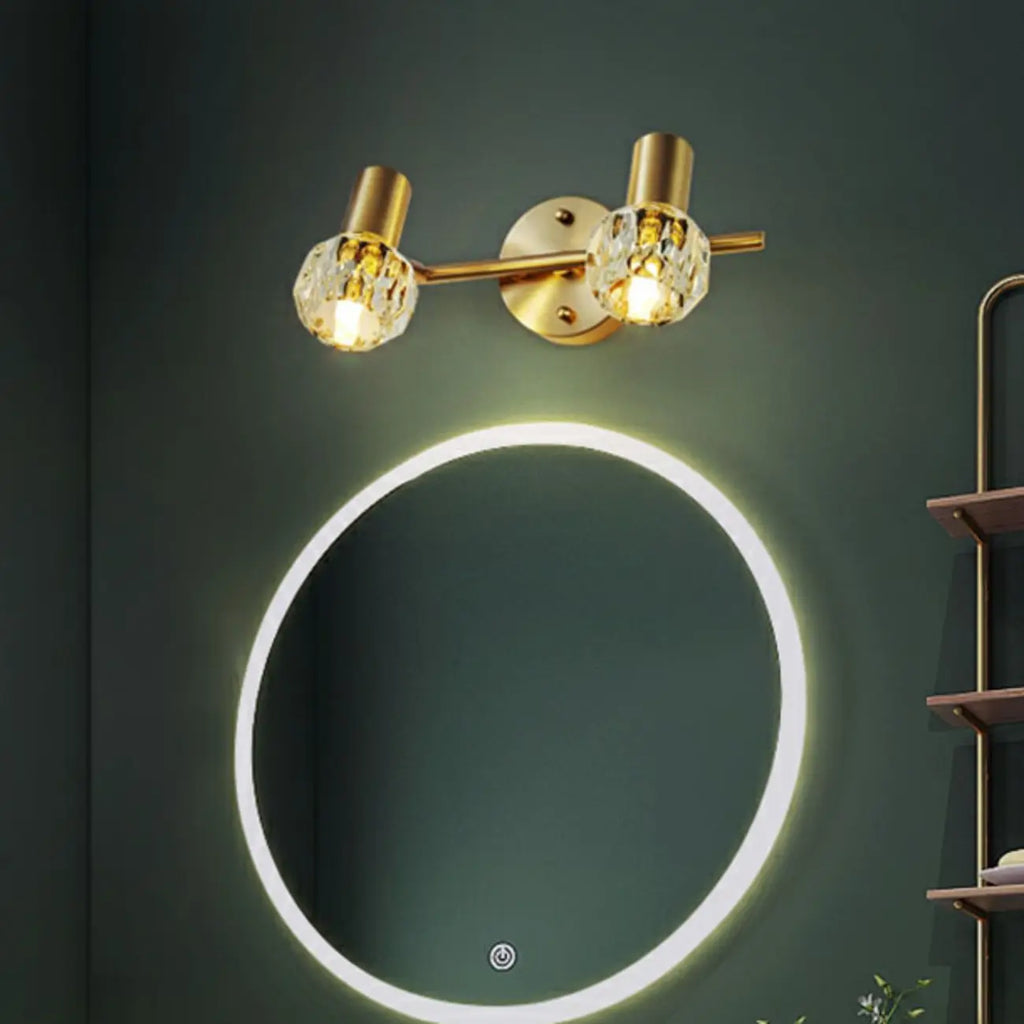 Lampada da bagno a 3 luci in cristallo dorato moderno