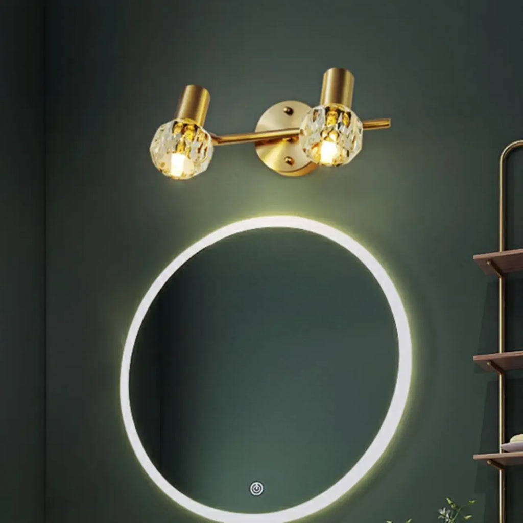Lampada da bagno a 3 luci in cristallo dorato moderno