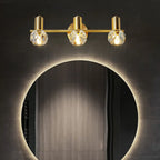 Lampada da bagno a 3 luci in cristallo dorato moderno