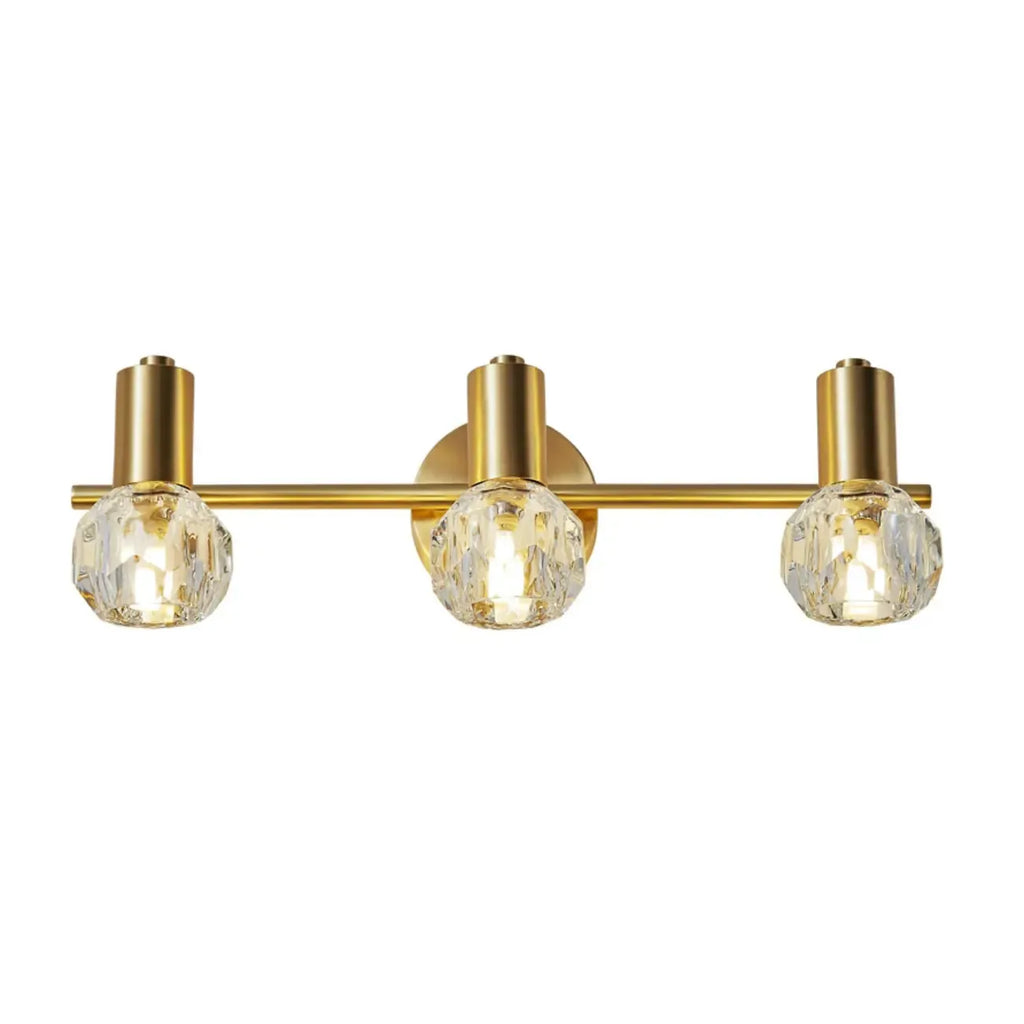Lampada da bagno a 3 luci in cristallo dorato moderno