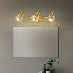 Lampada da bagno a 3 luci in cristallo dorato moderno