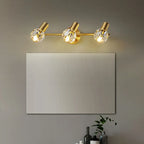 Lampada da bagno a 3 luci in cristallo dorato moderno