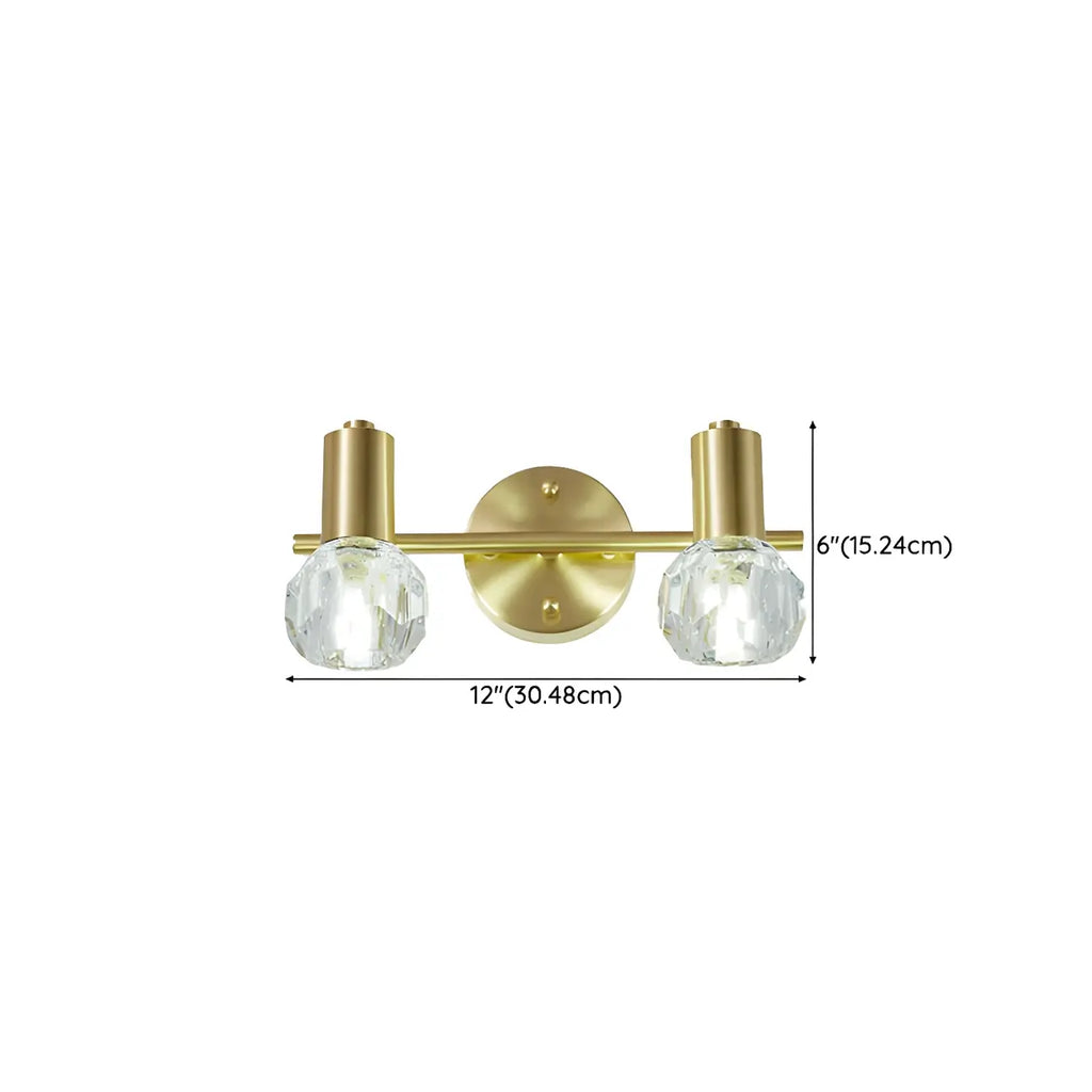 Lampada da bagno a 3 luci in cristallo dorato moderno