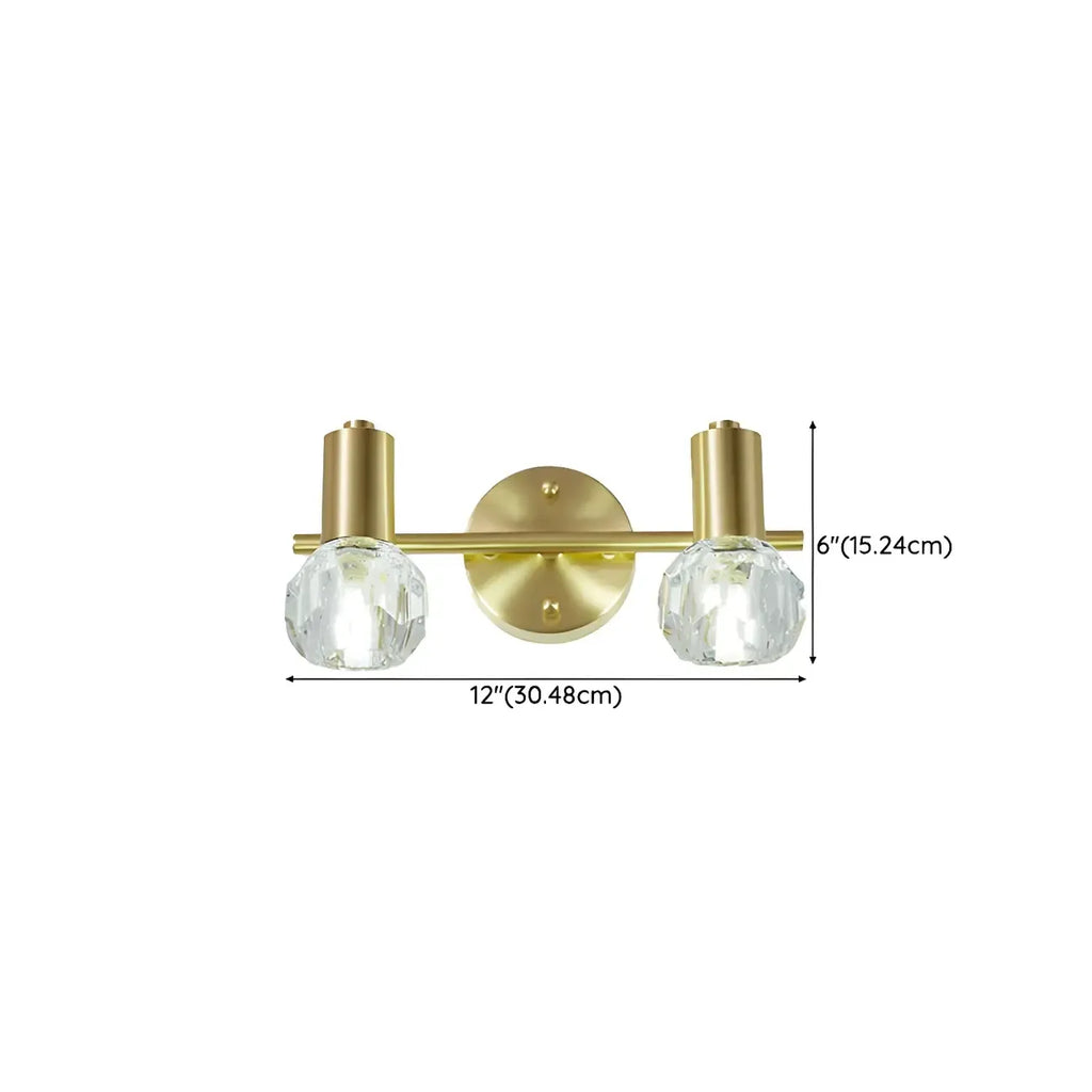 Lampada da bagno a 3 luci in cristallo dorato moderno