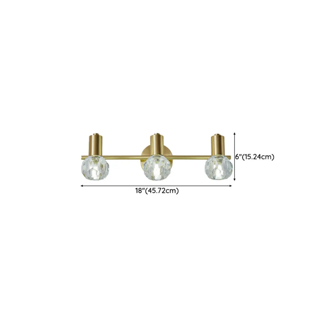 Lampada da bagno a 3 luci in cristallo dorato moderno