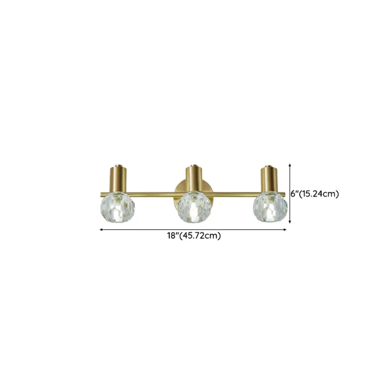 Lampada da bagno a 3 luci in cristallo dorato moderno