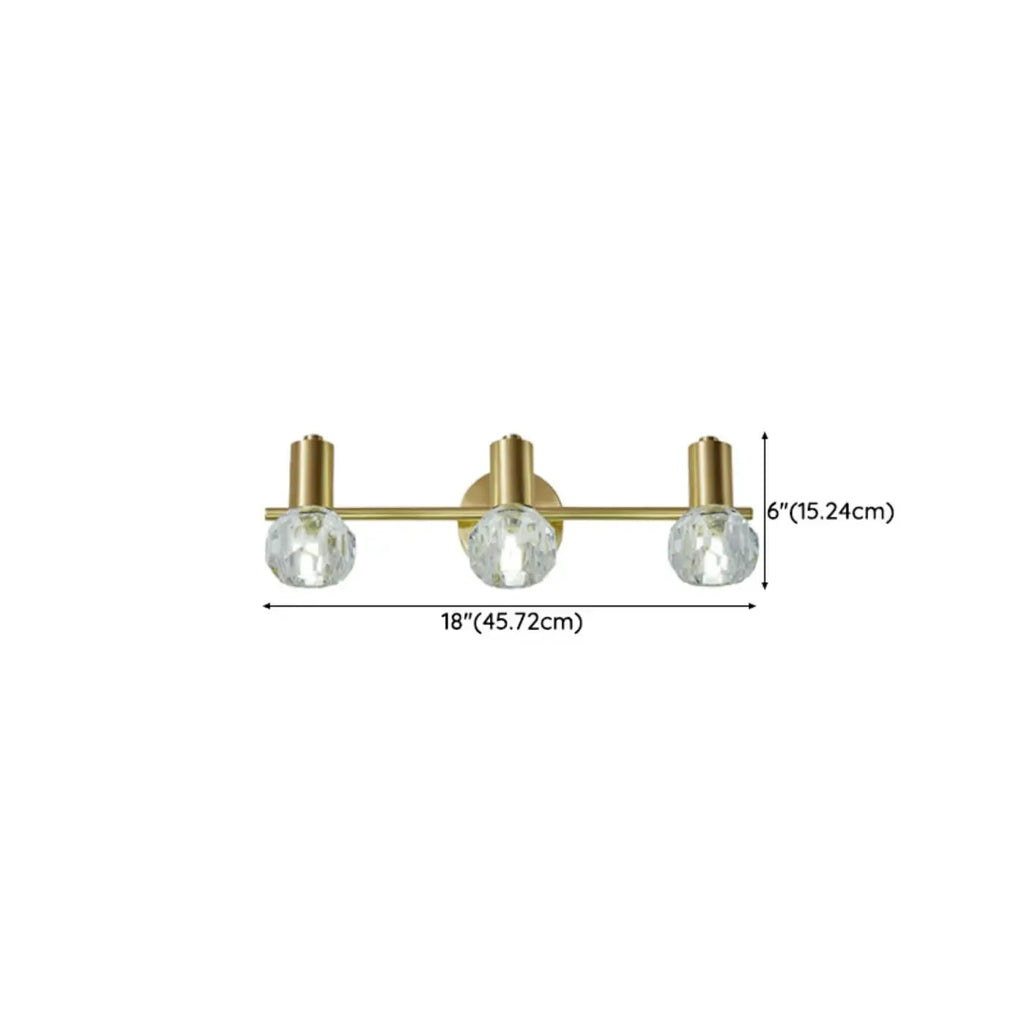 Lampada da bagno a 3 luci in cristallo dorato moderno