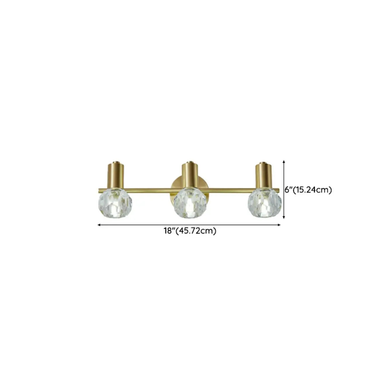Lampada da bagno a 3 luci in cristallo dorato moderno