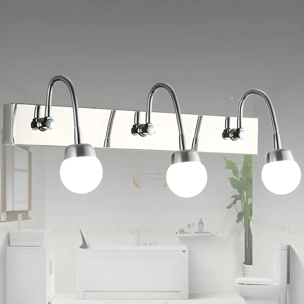 Applique da bagno moderna a 3 luci in argento con LED dimmerabili