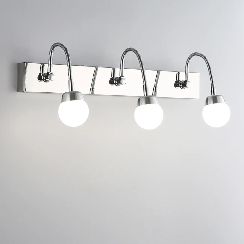 Applique da bagno moderna a 3 luci in argento con LED dimmerabili