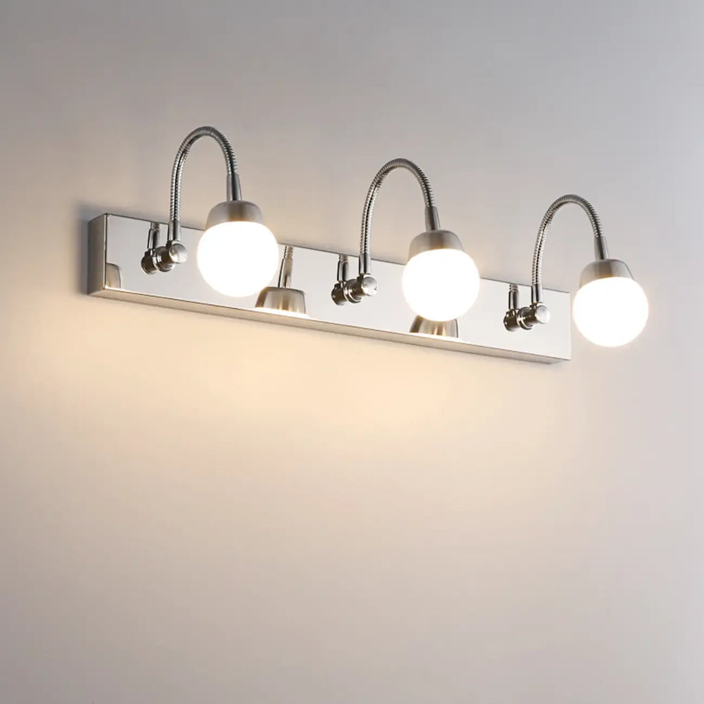 Applique da bagno moderna a 3 luci in argento con LED dimmerabili