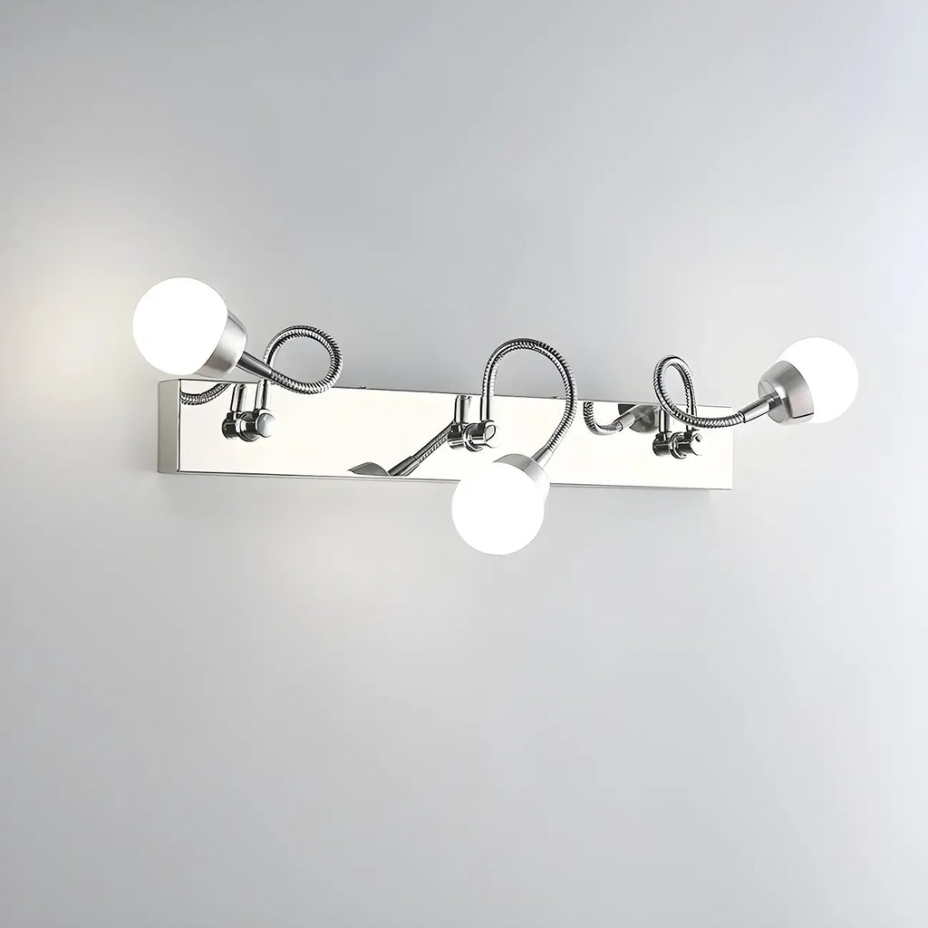 Applique da bagno moderna a 3 luci in argento con LED dimmerabili