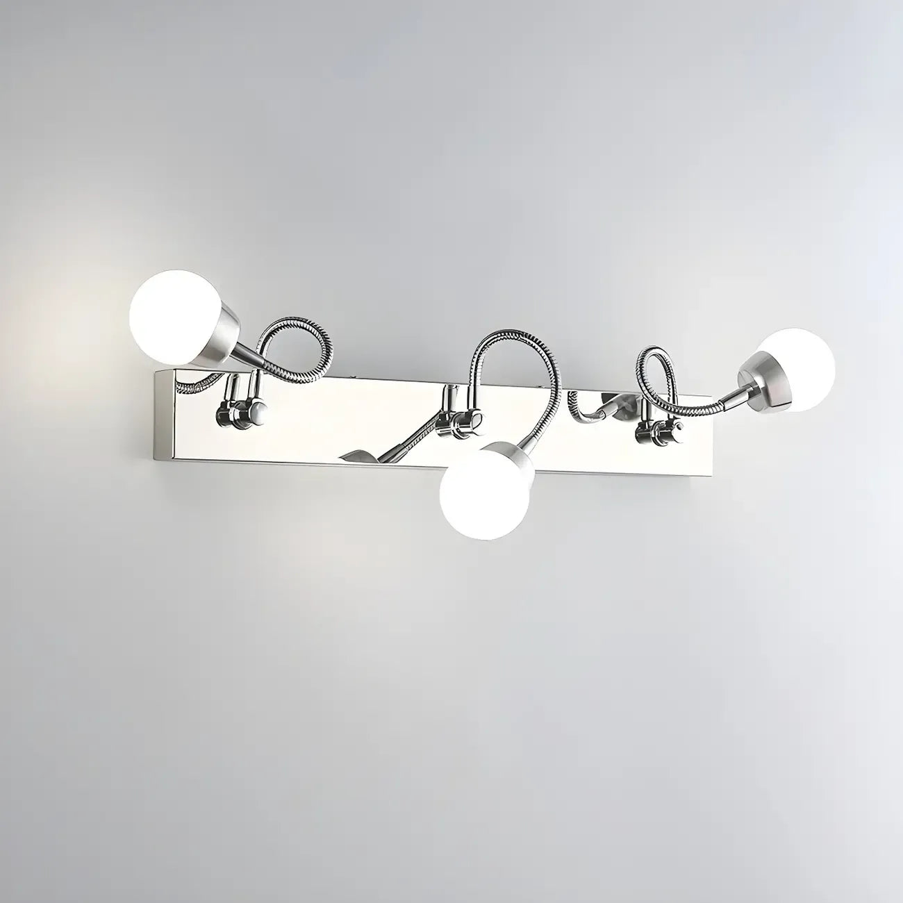 Applique da bagno moderna a 3 luci in argento con LED dimmerabili