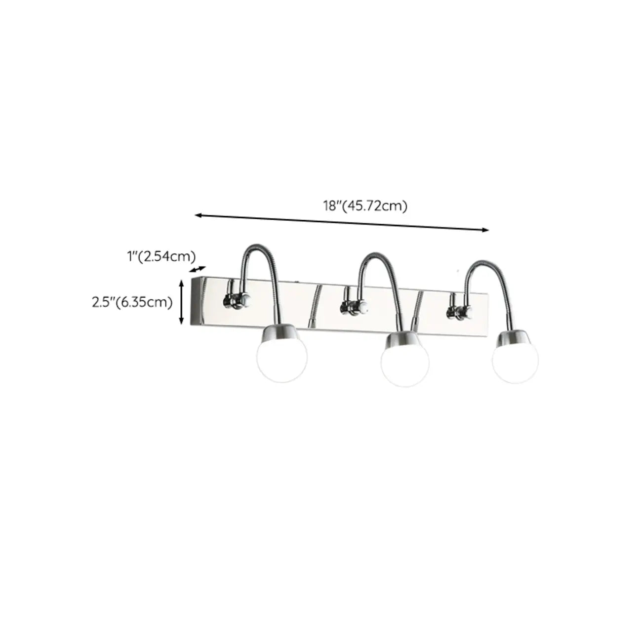 Applique da bagno moderna a 3 luci in argento con LED dimmerabili