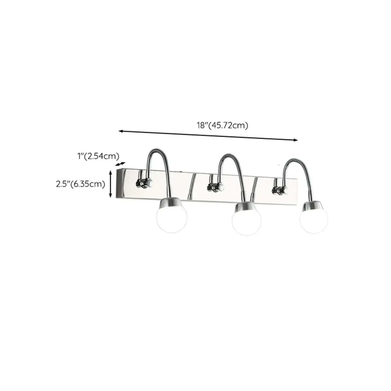 Applique da bagno moderna a 3 luci in argento con LED dimmerabili
