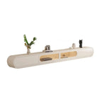Mobile TV sospeso in legno beige da 94,5 con ante in vetro e luci LED
