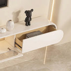 Mobile TV sospeso in legno beige da 94,5 con ante in vetro e luci LED