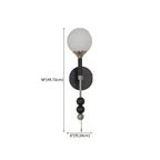 Applique murale moderne noire à globe avec abat-jour en verre blanc