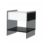 Table de chevet étroite avec étagère en verre noir à 2 niveaux et tiroir de rangement
