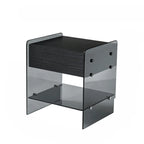 Table de chevet étroite avec étagère en verre noir à 2 niveaux et tiroir de rangement