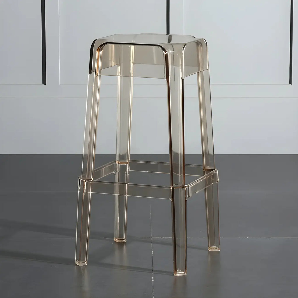 Tabouret de bar carré moderne à quatre pieds en acrylique