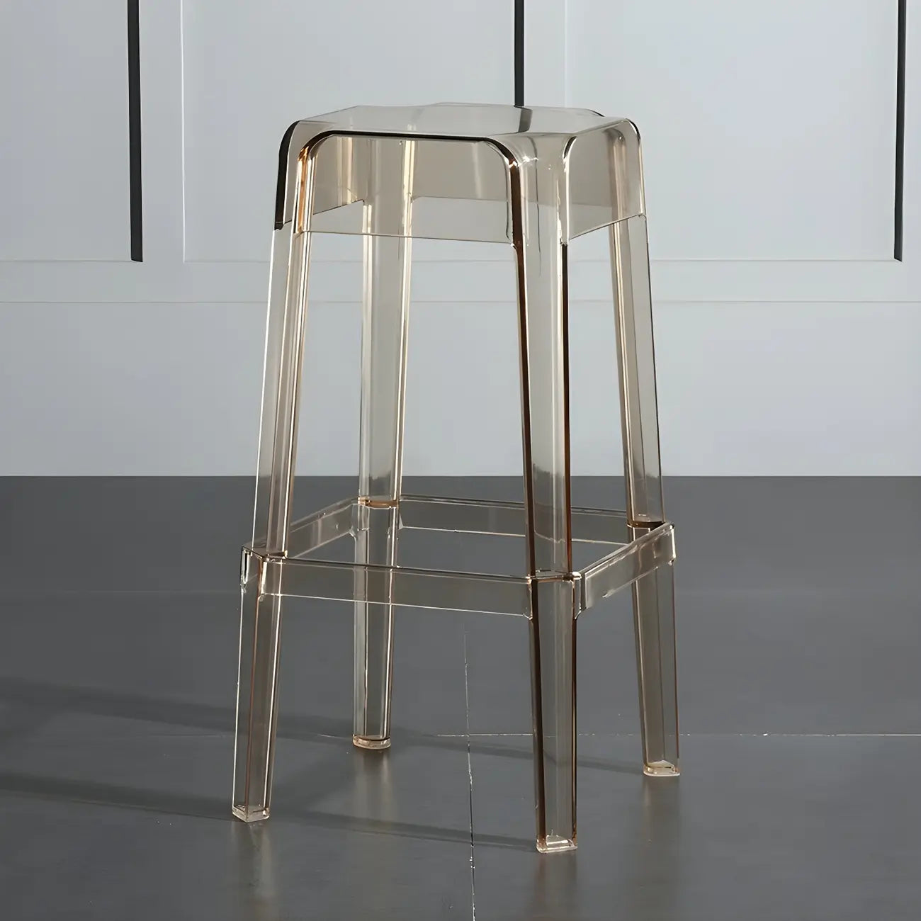 Tabouret de bar carré moderne à quatre pieds en acrylique